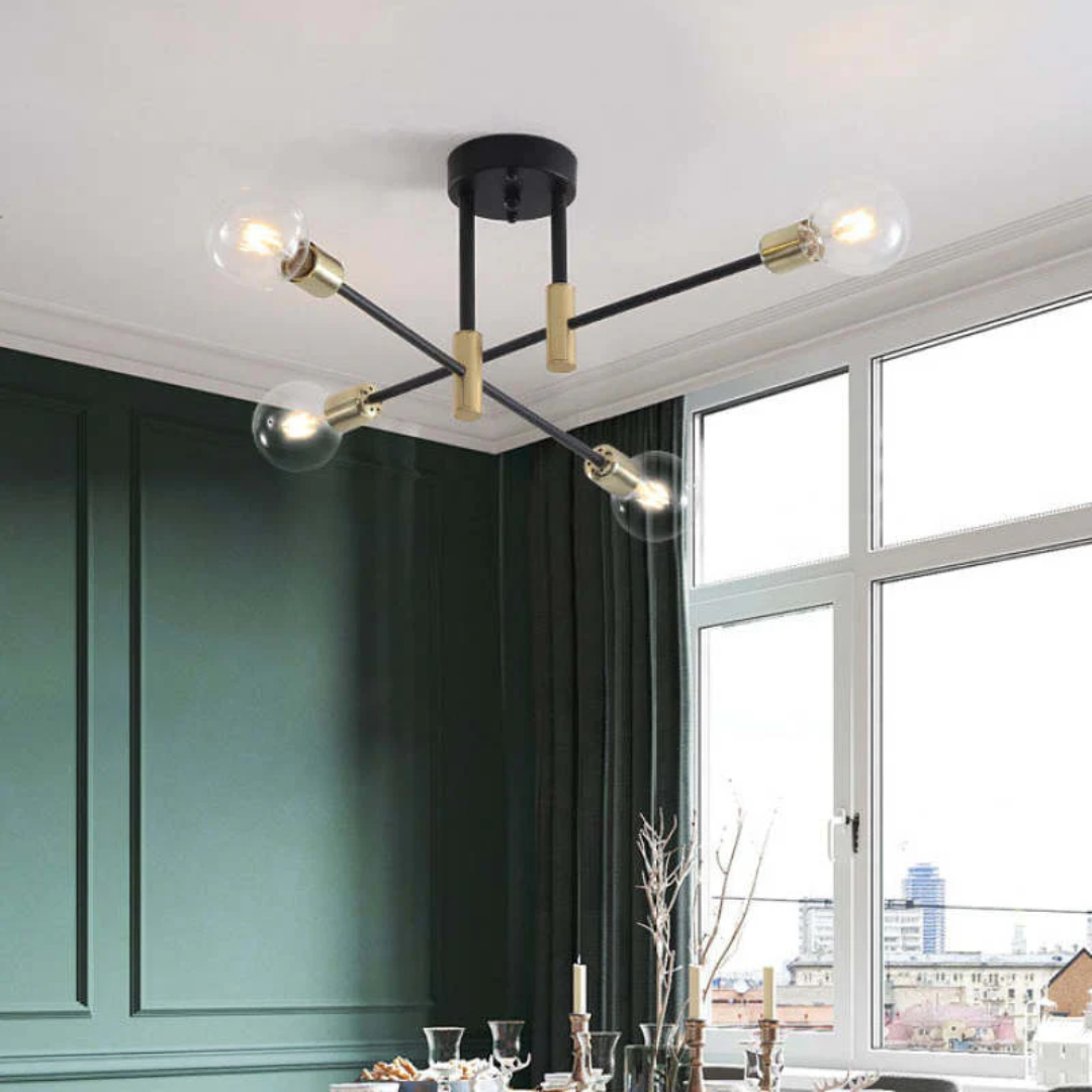Modern LED ceiling light casting warm ambient glow in a luxury room setting