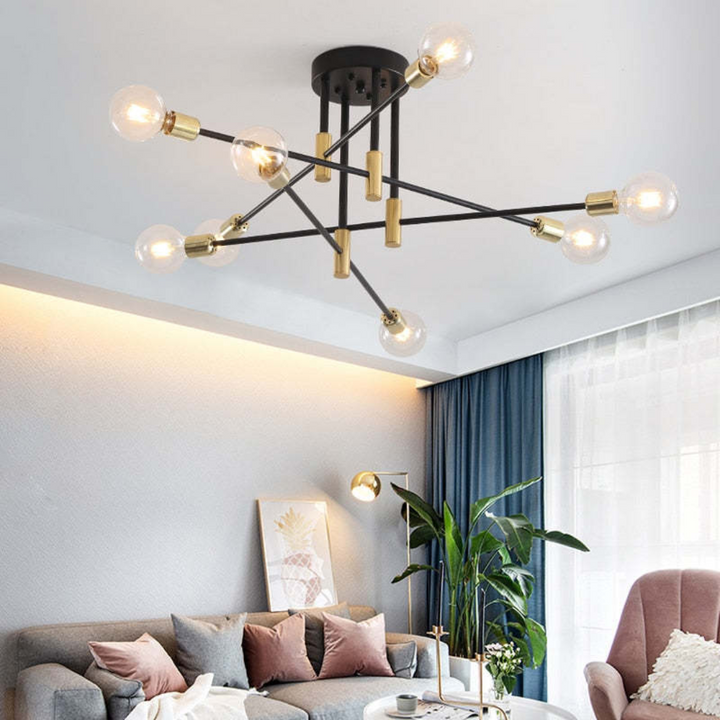 Interior design view of the minimalist LED lighting fixture mounted on ceiling