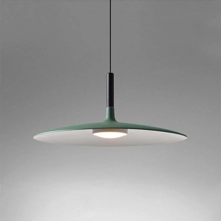 Detailed shot of the hanging lamp hardware and slim profile for modern lighting solutions.