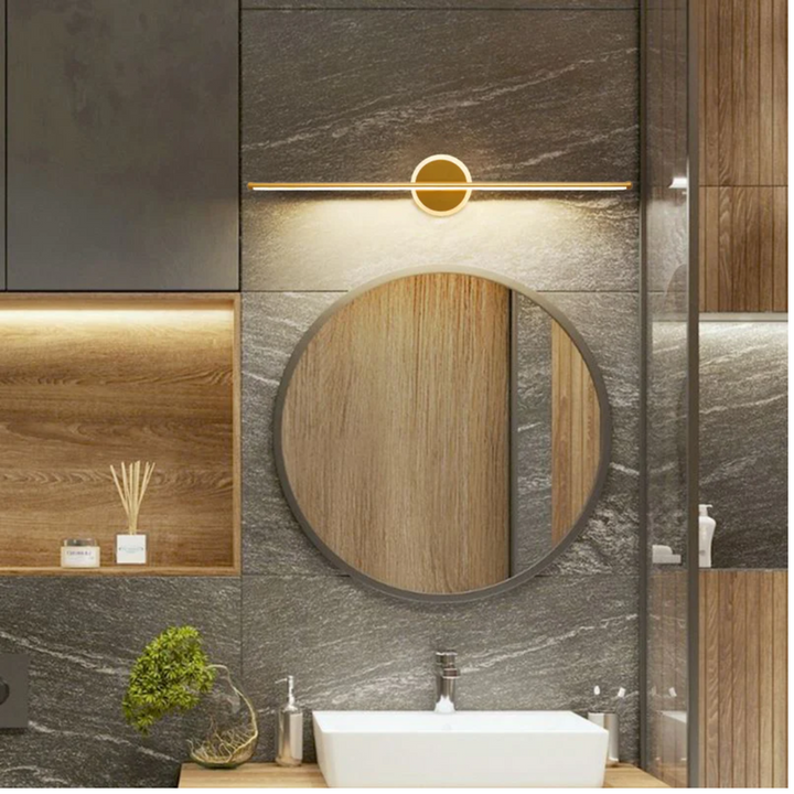 Energy-efficient LED wall lamp casting a soft glow on a wall