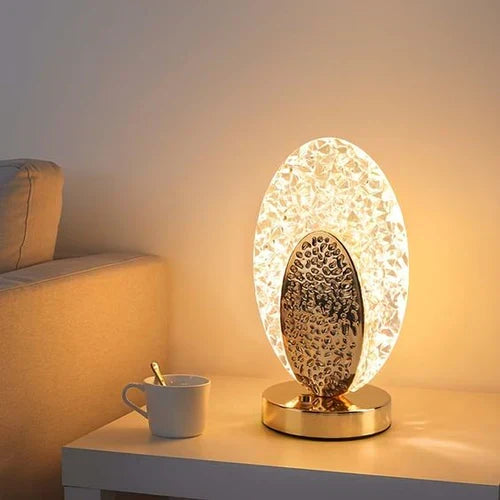USB rechargeable peacock lamp close-up of intricate metallic feather details and texture