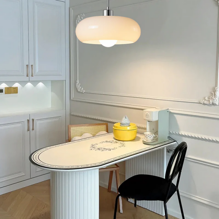 Warm glowing LED lighting fixture illuminating a contemporary living room