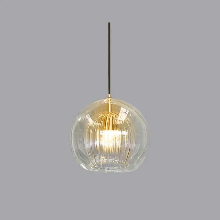 Warm ambient glow from the modern lamp illuminating a cozy interior space