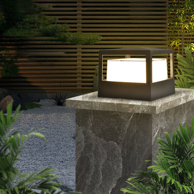 Close up of modern aluminium LED pillar light fixture with textured finish