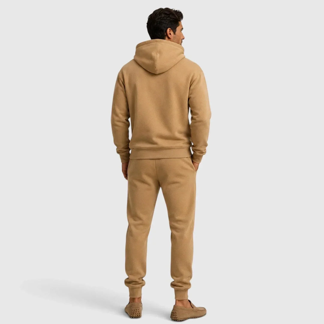 Casual wear mens fashion hoodie and joggers close up fabric