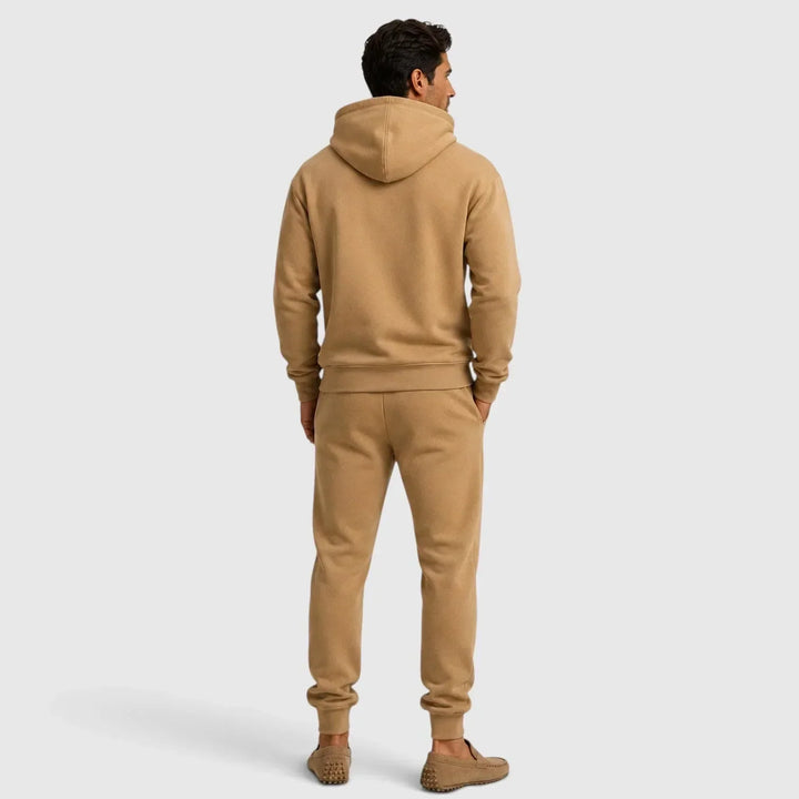 Casual wear mens fashion hoodie and joggers close up fabric