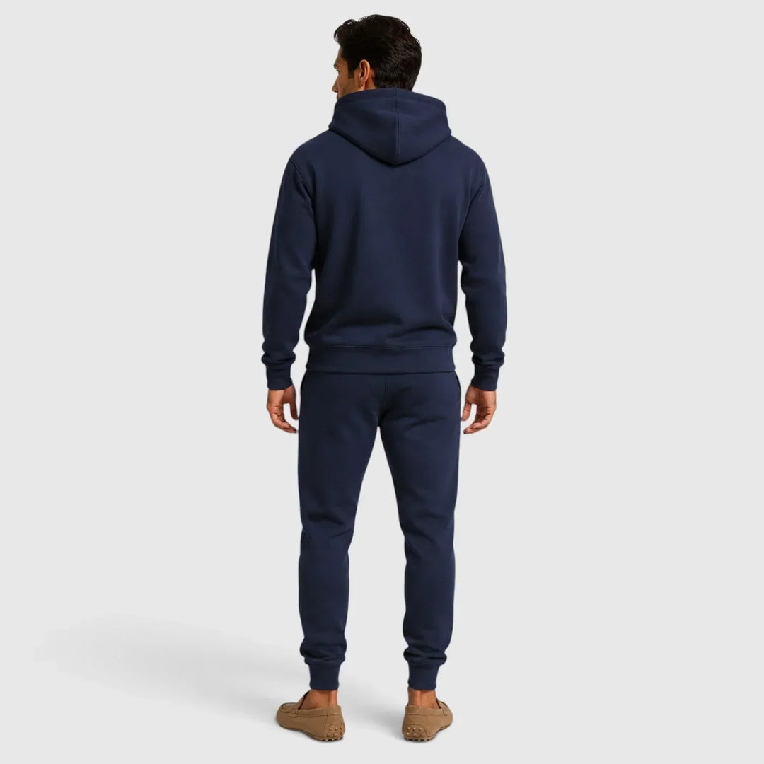 Winter wear mens hoodie and joggers folded stack