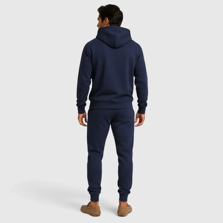 Winter wear mens hoodie and joggers folded stack