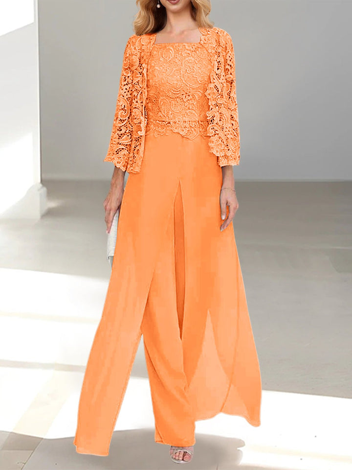 Luxurious evening wear pantsuit with coordinated jacket
