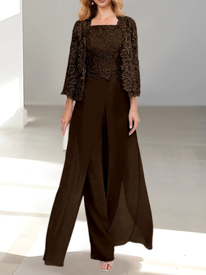 Tailored womens suit featuring stylish wide leg trousers