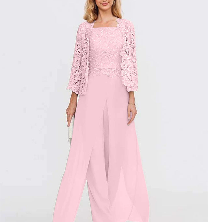 Graceful evening wear 3-piece pantsuit with elegant drape