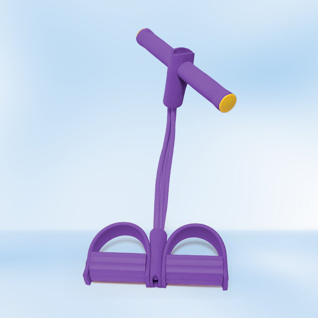 Lightweight fitness equipment resistance band stretched out to show elasticity and strength.