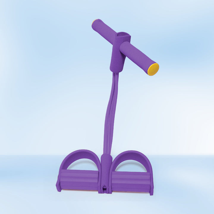 Lightweight fitness equipment resistance band stretched out to show elasticity and strength.