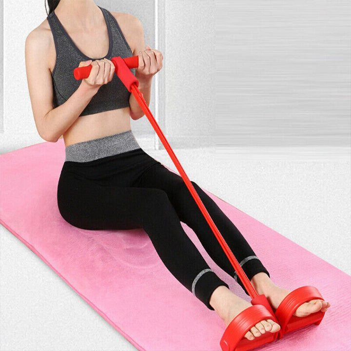 Elastic fitness equipment stretching band featuring secure grips for effective full-body routines.