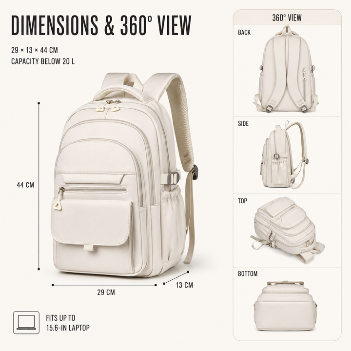 Close up of durable zipper and stitching on commuter school backpack