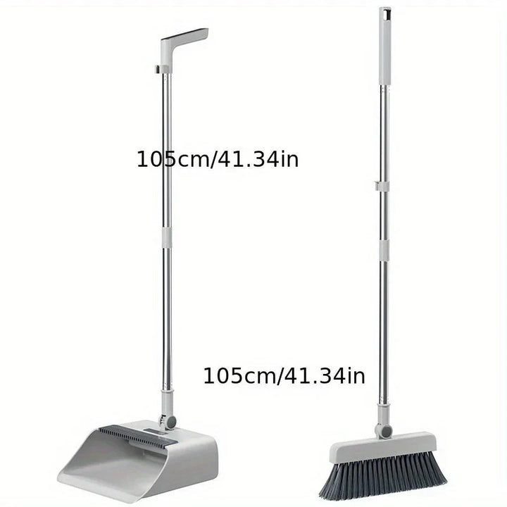Diagram showing 105 cm handle height for the ergonomic broom and dustpan