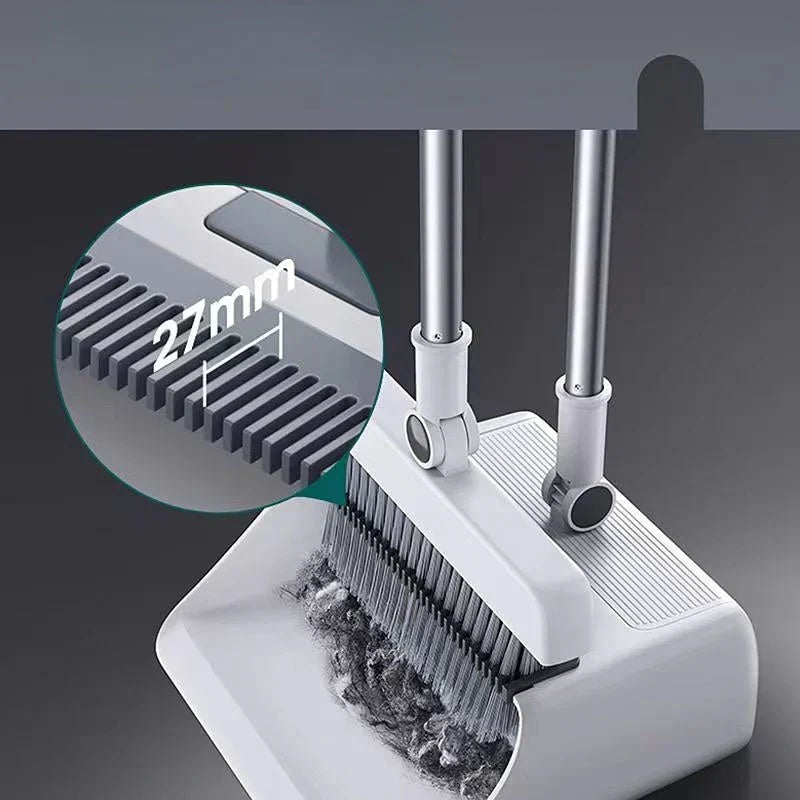 Housekeeping tool in use sweeping a hard floor surface smoothly and efficiently