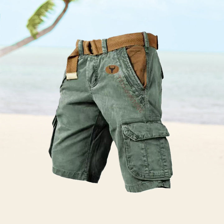 Casual wear mens summer shorts styled with a belt