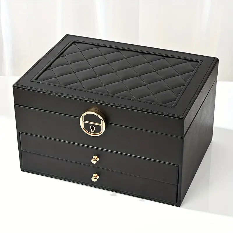 Womens multilayer leather jewellery box in elegant finish