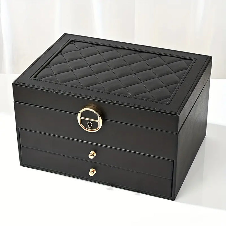 Womens multilayer leather jewellery box in elegant finish