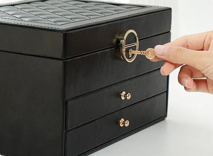 Close up of the durable metallic clasp on vanity box