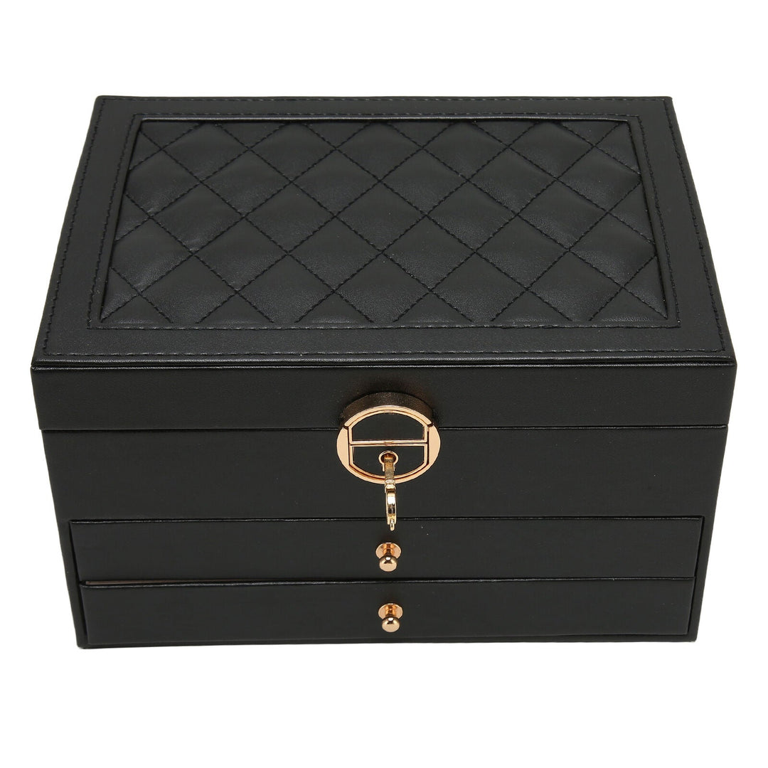 Stylish leather jewellery organizer with secure clasp lock