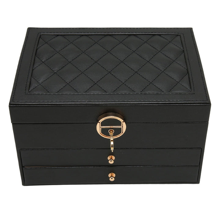 Stylish leather jewellery organizer with secure clasp lock