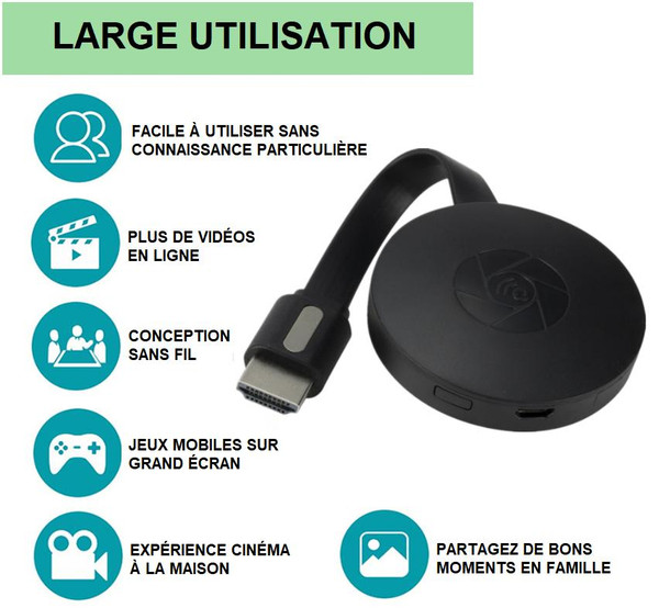 Smart TV media streaming stick plugged into a modern flat screen television