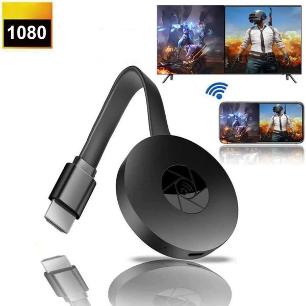Compact media streamer device showing side profile and HDMI connector port