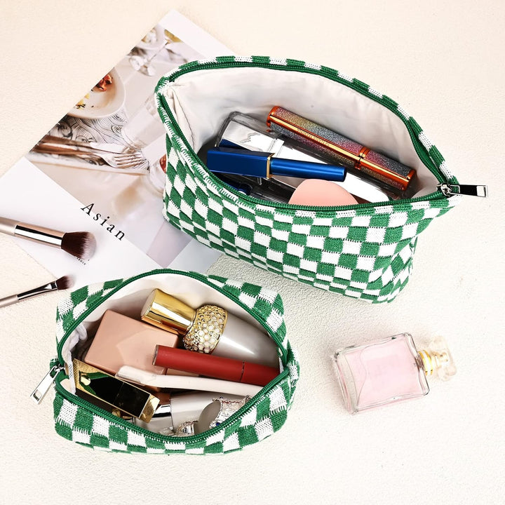 Multipurpose cosmetic bag and travel organizer with checks
