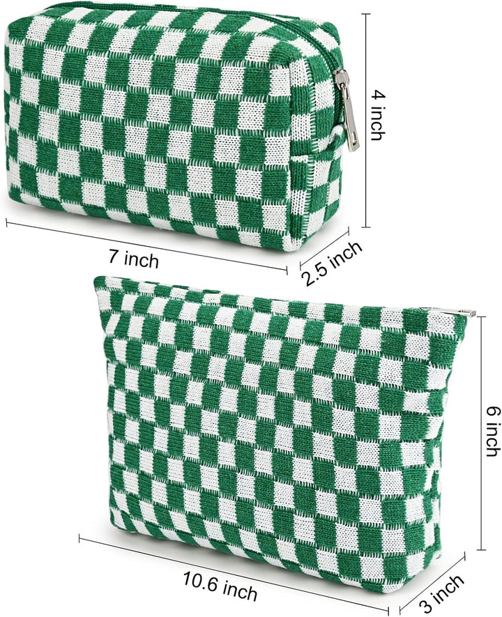 Trendy beauty case for women cosmetics with checkered design