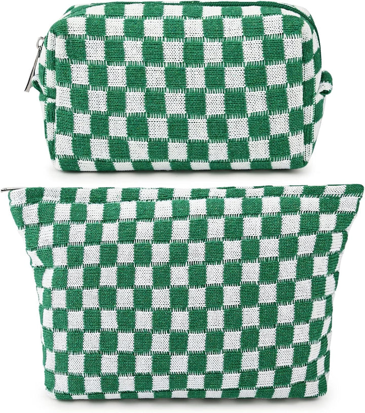 Durable toiletry bag organizer with fashionable checkered pattern