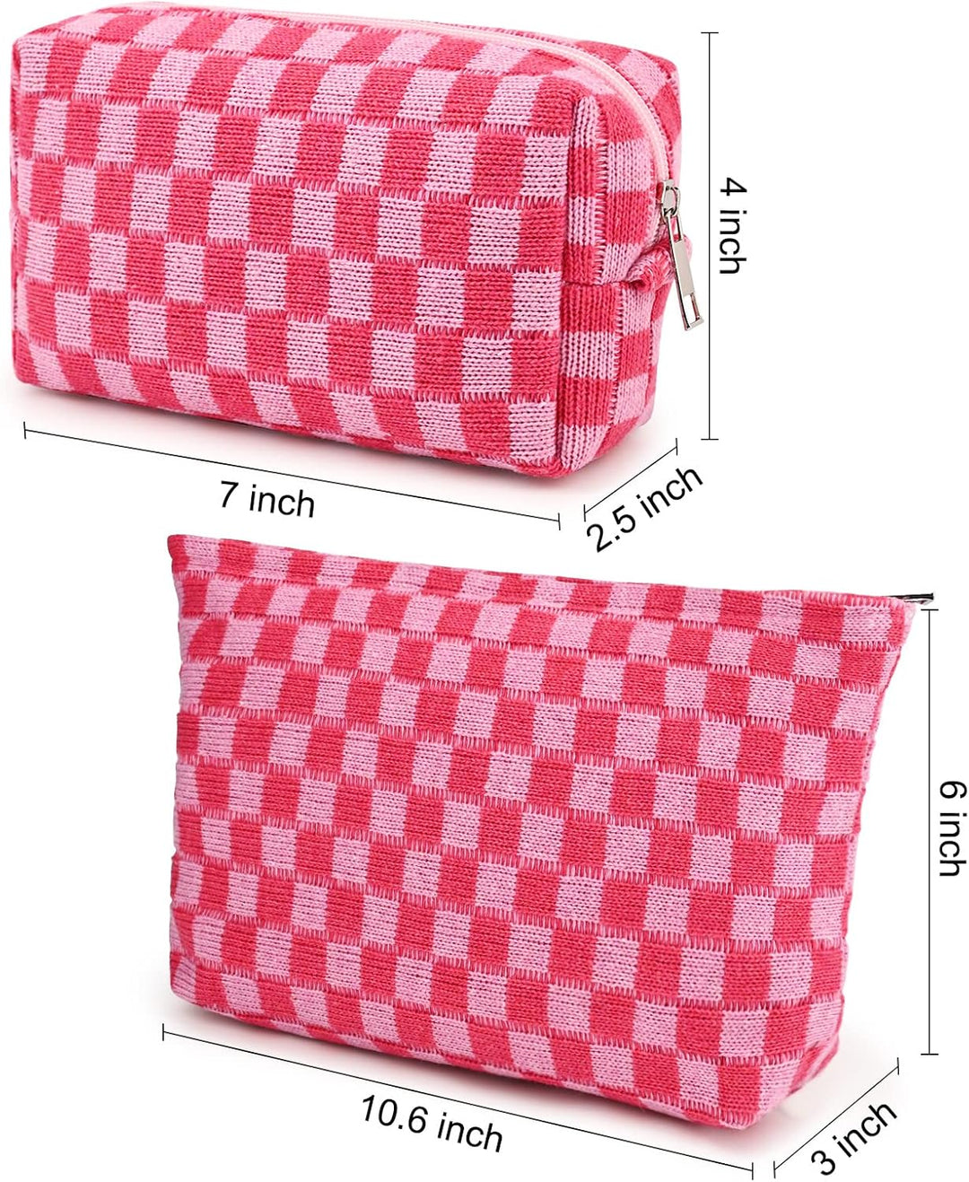Everyday makeup bag organizer featuring trendy checkered design