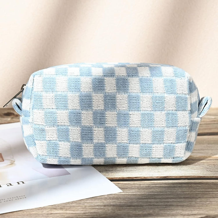 Checkered pattern makeup travel organizer for women accessories