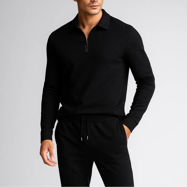 Detailed shot of jogger pants waistband and pocket on mens loungewear tracksuit