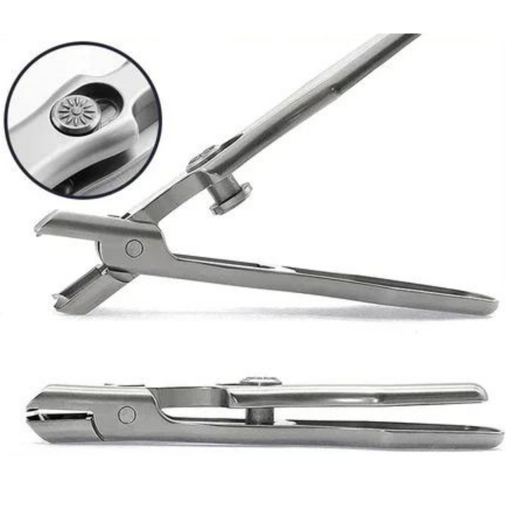 Compact beauty care nail clipper angled for precision cutting