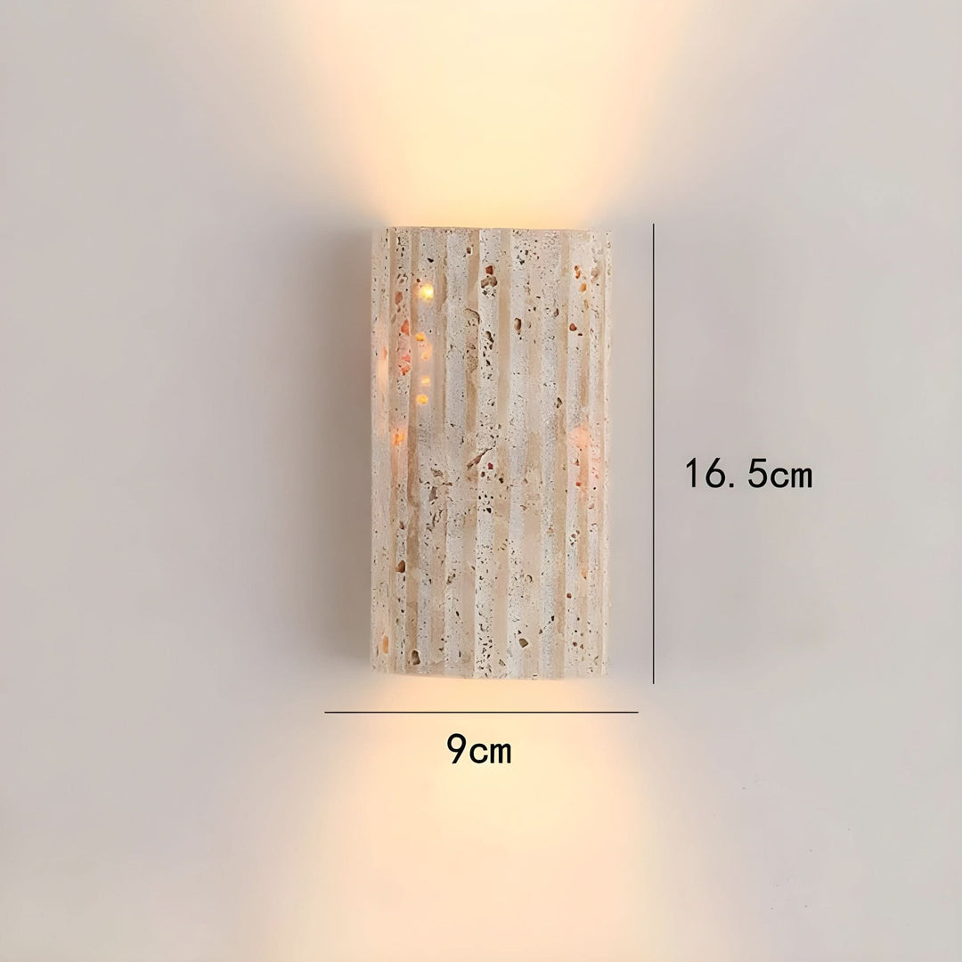 Indoor LED wall lamp crafted from natural stone for elegant bedroom lighting decor.