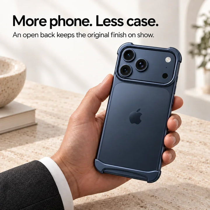 Blue slim aluminum bumper case highlighting vibrant metallic sheen