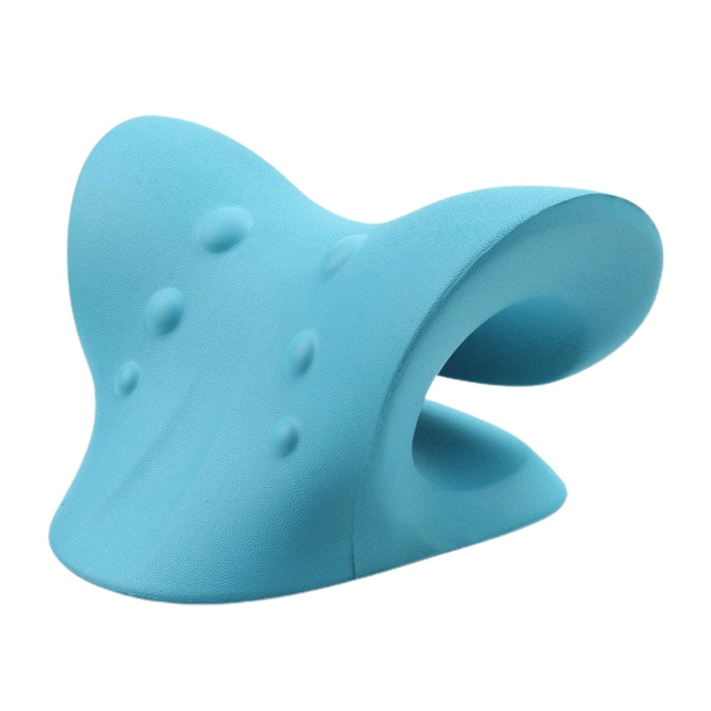 Studio shot of the blue ergonomic neck and shoulder stretcher