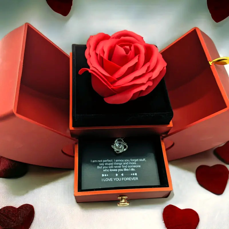 Preserved Rose Necklace Gift Set with elegant packaging for romantic occasions