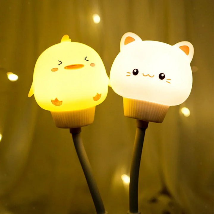 Cute USB LED animal night light glowing softly in a childs bedroom decor