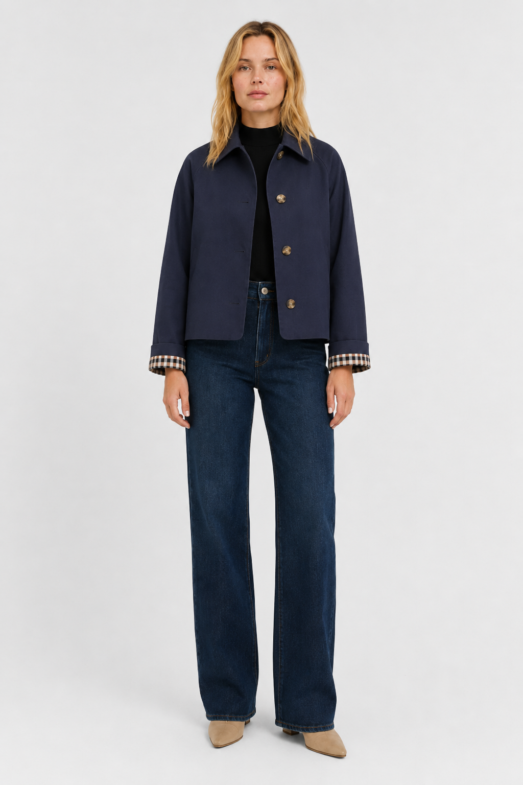 Womens relaxed fit jacket showing functional deep pockets