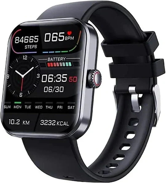 Black non-invasive blood glucose smartwatch with fitness tracking features
