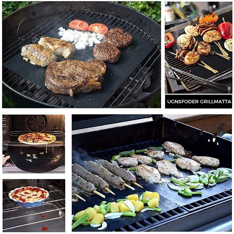 Roll of barbecue tools and baking mats ready for outdoor cooking tasks
