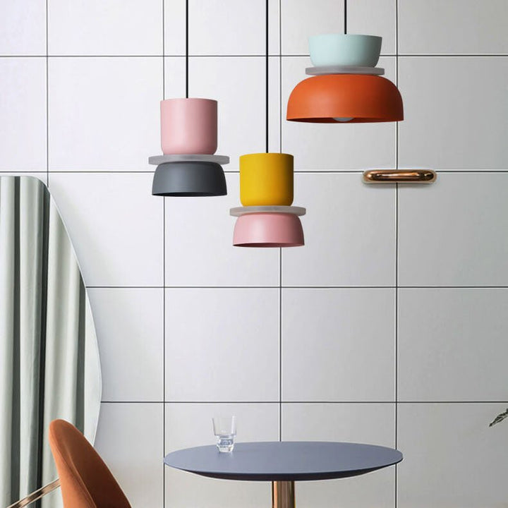 Colorful metal shade hanging lamp ideal for modern home decor