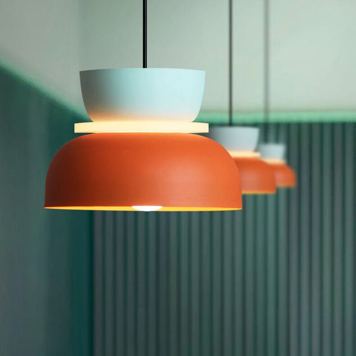 Nordic hanging lamp with bright LED light and colorful metal shade