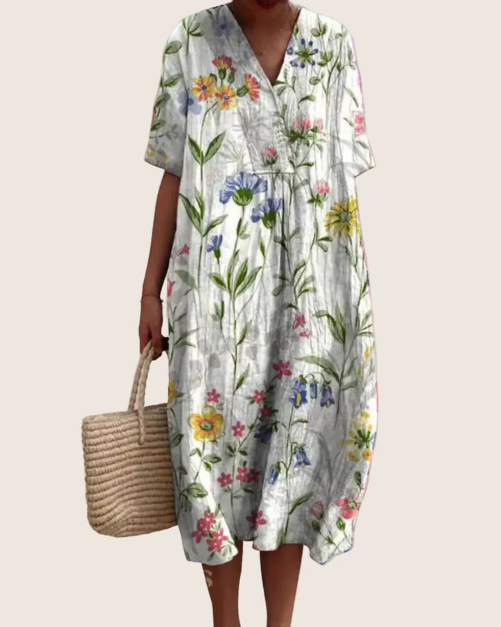Interior tag and soft fabric detail of women's casual dress