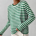Vien | Women’s Striped Knit Long Sleeve Crew Neck Sweater