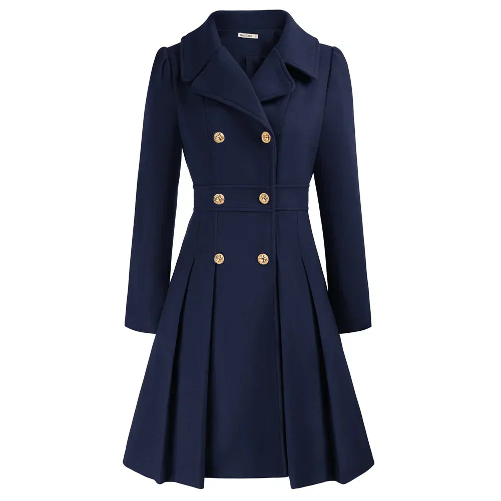 Viella | Women’s Double Breasted Fit Flare Coat