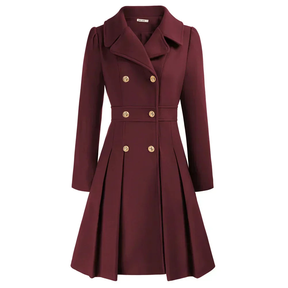 Viella | Women’s Double Breasted Fit Flare Coat
